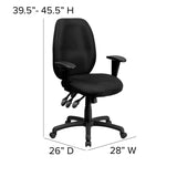 English Elm Commercial Grade High Back Fabric Multifunction Ergonomic Executive Swivel Office Chair with Adjustable Arms