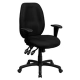 English Elm Commercial Grade High Back Fabric Multifunction Ergonomic Executive Swivel Office Chair with Adjustable Arms