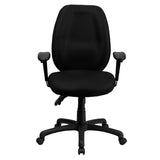 English Elm Commercial Grade High Back Fabric Multifunction Ergonomic Executive Swivel Office Chair with Adjustable Arms