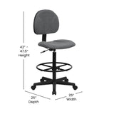 English Elm Commercial Grade Fabric Drafting Chair (Cylinders: 22.5''-27''H or 26''-30.5''H)