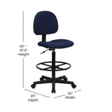 English Elm Commercial Grade Fabric Drafting Chair (Cylinders: 22.5''-27''H or 26''-30.5''H)