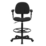 English Elm Commercial Grade Fabric Drafting Chair with Adjustable Arms (Cylinders: 22.5''-27''H or 26''-30.5''H)