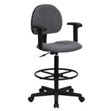 English Elm Commercial Grade Fabric Drafting Chair with Adjustable Arms (Cylinders: 22.5''-27''H or 26''-30.5''H)