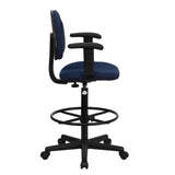 English Elm Commercial Grade Fabric Drafting Chair with Adjustable Arms (Cylinders: 22.5''-27''H or 26''-30.5''H)