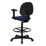 English Elm Commercial Grade Fabric Drafting Chair with Adjustable Arms (Cylinders: 22.5''-27''H or 26''-30.5''H)