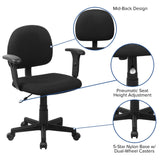 English Elm Commercial Grade Mid-Back Fabric Swivel Task Office Chair with Adjustable Arms