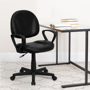 English Elm Commercial Grade Mid-Back LeatherSoft Swivel Ergonomic Task Office Chair with Back Depth Adjustment and Arms