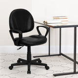 Commercial Grade Mid-Back LeatherSoft Swivel Ergonomic Task Office Chair with Back Depth Adjustment and Arms