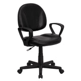 English Elm Commercial Grade Mid-Back LeatherSoft Swivel Ergonomic Task Office Chair with Back Depth Adjustment and Arms