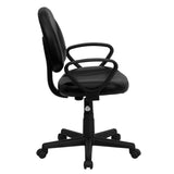 English Elm Commercial Grade Mid-Back LeatherSoft Swivel Ergonomic Task Office Chair with Back Depth Adjustment and Arms