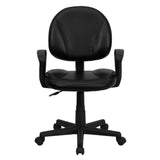 English Elm Commercial Grade Mid-Back LeatherSoft Swivel Ergonomic Task Office Chair with Back Depth Adjustment and Arms