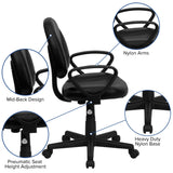 English Elm Commercial Grade Mid-Back LeatherSoft Swivel Ergonomic Task Office Chair with Back Depth Adjustment and Arms