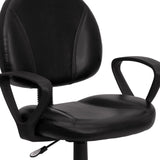 English Elm Commercial Grade Mid-Back LeatherSoft Swivel Ergonomic Task Office Chair with Back Depth Adjustment and Arms