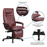 English Elm Commercial Grade High Back LeatherSoft Executive Reclining Ergonomic Swivel Office Chair with Arms