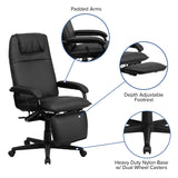 English Elm Commercial Grade High Back LeatherSoft Executive Reclining Ergonomic Swivel Office Chair with Arms