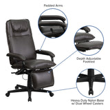 English Elm Commercial Grade High Back LeatherSoft Executive Reclining Ergonomic Swivel Office Chair with Arms