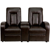 English Elm Series 2-Seat Push Button Motorized Reclining LeatherSoft Theater Seating Unit with Cup Holders