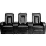 English Elm Series 3-Seat Reclining LeatherSoft Theater Seating Unit with Cup Holders