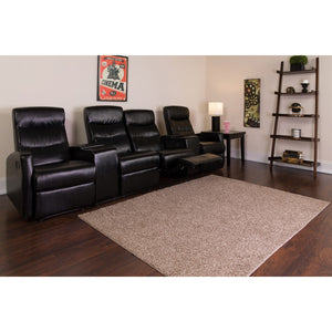 English Elm Series 4-Seat Reclining LeatherSoft Theater Seating Unit with Cup Holders