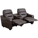 English Elm 2-Seat Reclining LeatherSoft Theater Seating Unit with Cup Holders