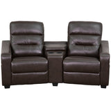 English Elm 2-Seat Reclining LeatherSoft Theater Seating Unit with Cup Holders