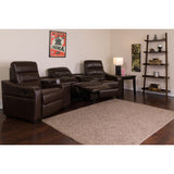 English Elm Theatre Seats | LeatherSoft Reclining Home Theatre Sectional Sofa