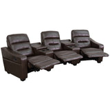 English Elm Theatre Seats | LeatherSoft Reclining Home Theatre Sectional Sofa