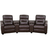 English Elm Theatre Seats | LeatherSoft Reclining Home Theatre Sectional Sofa