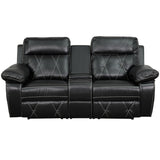 English Elm Series 2-Seat Reclining LeatherSoft Theater Seating Unit with Straight Cup Holders