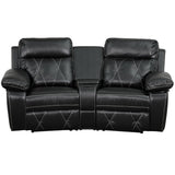 English Elm Series 2-Seat Reclining LeatherSoft Theater Seating Unit with Curved Cup Holders