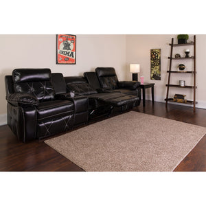 English Elm Series 3-Seat Reclining LeatherSoft Theater Seating Unit with Straight Cup Holders