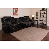 Series 3-Seat Reclining LeatherSoft Theater Seating Unit with Curved Cup Holders