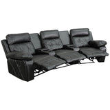 English Elm Series 3-Seat Reclining LeatherSoft Theater Seating Unit with Curved Cup Holders