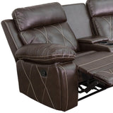 English Elm Series 3-Seat Reclining LeatherSoft Theater Seating Unit with Curved Cup Holders