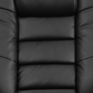 English Elm Contemporary Multi-Position Recliner with Horizontal Stitching and Ottoman with Swivel Mahogany Wood Base in LeatherSoft