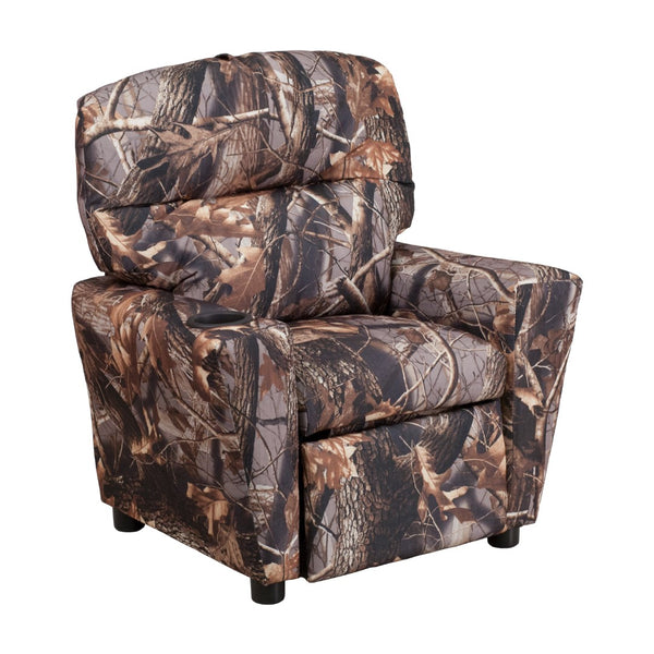 English Elm Contemporary Camouflaged Fabric Kids Recliner with Cup Holder