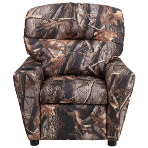 English Elm Contemporary Camouflaged Fabric Kids Recliner with Cup Holder