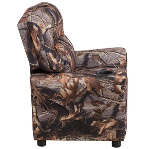 English Elm Contemporary Camouflaged Fabric Kids Recliner with Cup Holder