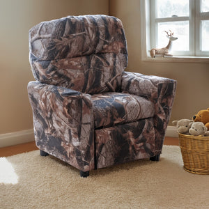 English Elm Contemporary Camouflaged Fabric Kids Recliner with Cup Holder