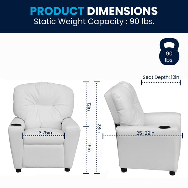 English Elm Contemporary Kids Recliner with Cup Holder