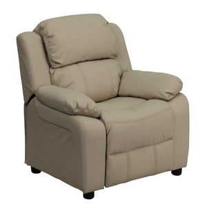 English Elm Deluxe Padded Contemporary Kids Recliner with Storage Arms