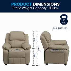 English Elm Deluxe Padded Contemporary Kids Recliner with Storage Arms