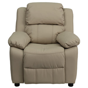 English Elm Deluxe Padded Contemporary Kids Recliner with Storage Arms