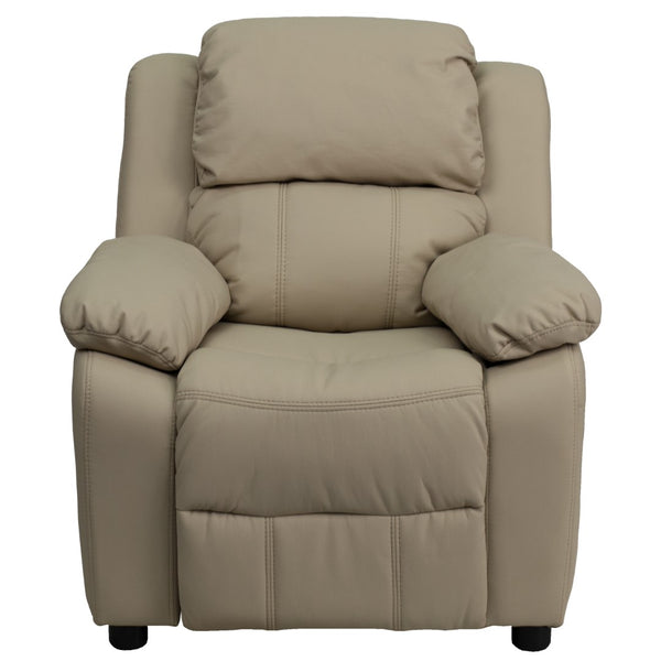 English Elm Deluxe Padded Contemporary Kids Recliner with Storage Arms