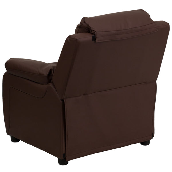 English Elm Deluxe Padded Contemporary Kids Recliner with Storage Arms