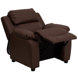 English Elm Deluxe Padded Contemporary Kids Recliner with Storage Arms