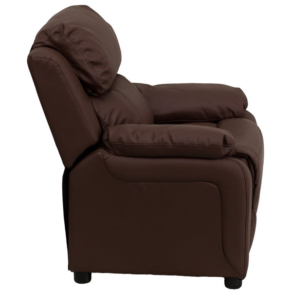 English Elm Deluxe Padded Contemporary Kids Recliner with Storage Arms