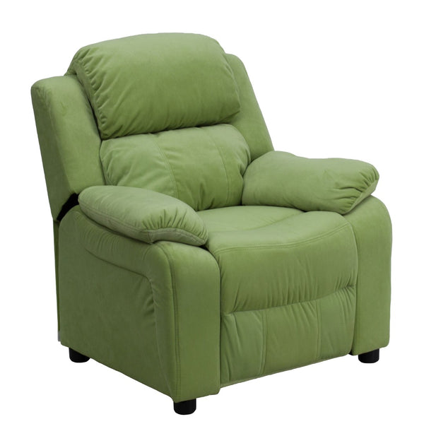 English Elm Deluxe Padded Contemporary Kids Recliner with Storage Arms