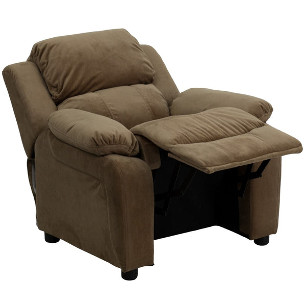 English Elm Deluxe Padded Contemporary Kids Recliner with Storage Arms