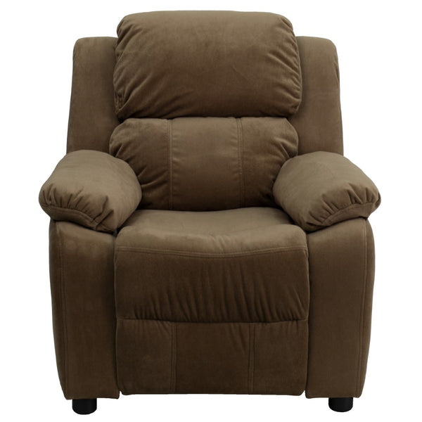 English Elm Deluxe Padded Contemporary Kids Recliner with Storage Arms